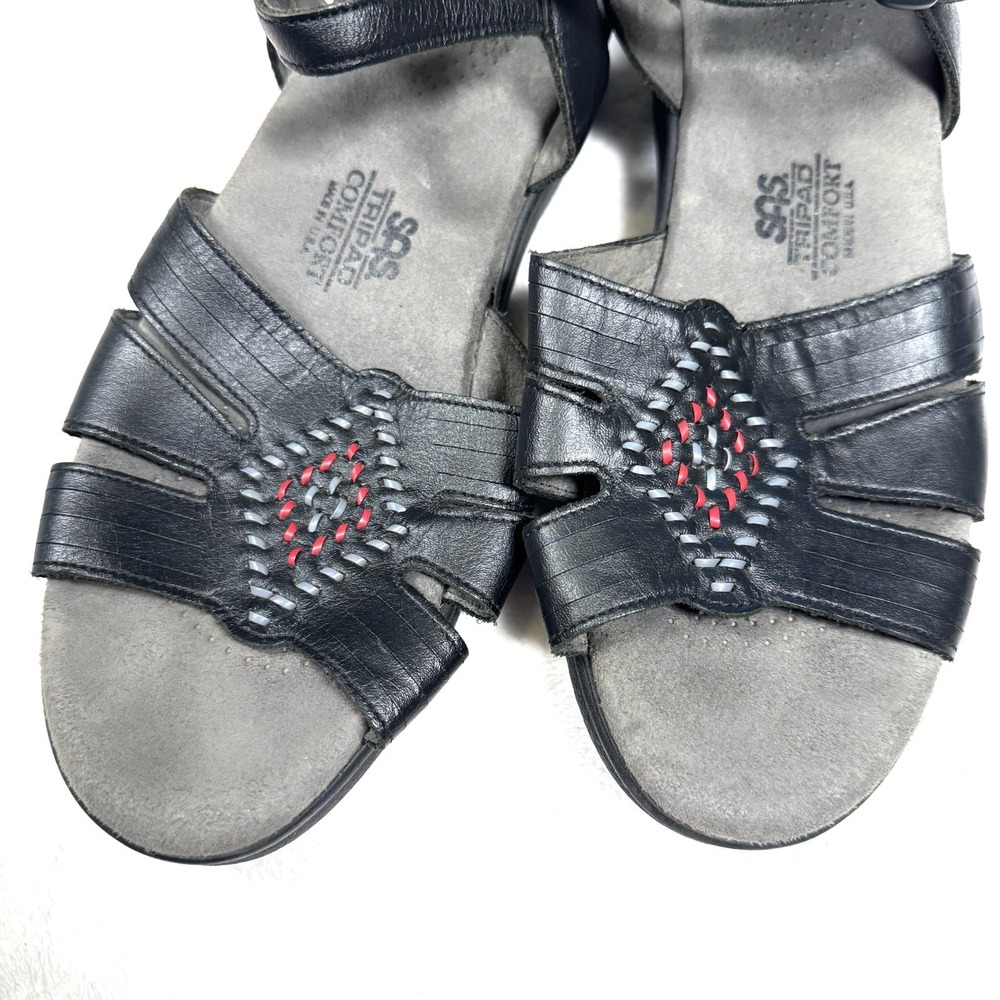 SAS Huarache Sandals Women's US 7.5M Black Leather Tripad Comfort Ankle Strap - Picture 3 of 5